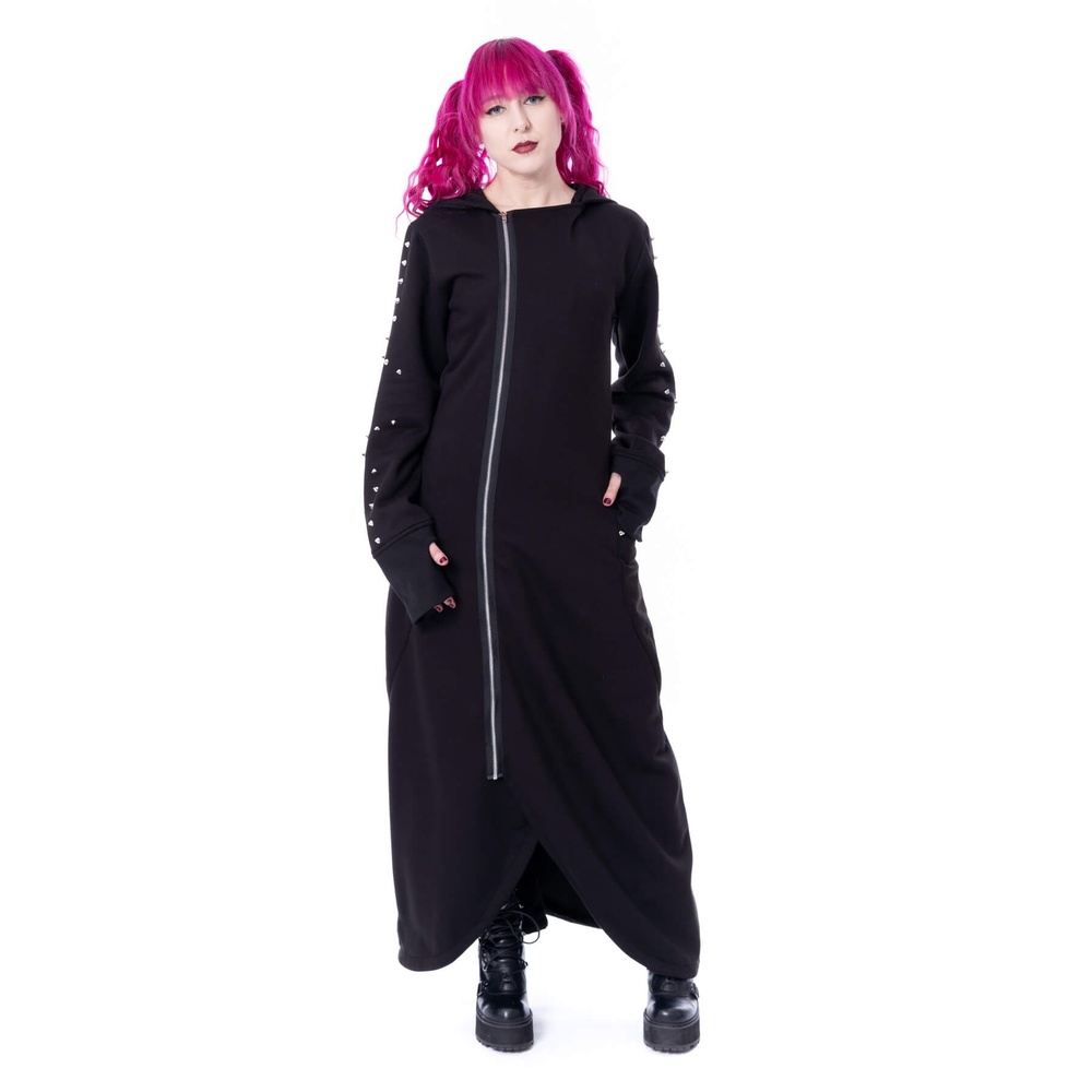 Chemical Black - Duska Maxi Kapuzenpullover mit Reißverschluss - Schwarz